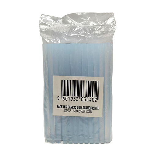 PACK 1KG BARRAS COLA TERMOFUSÍVEL TRANSPARENTE 12MMX195MM