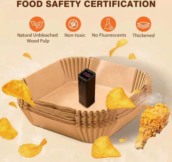 Pack 100 Unidades Forros Papel Revestidos Silicone Dupla Face Aigostar para Airfryer - Image 2