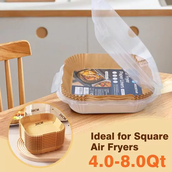 Pack 100 Unidades Forros Papel Revestidos Silicone Dupla Face Aigostar para Airfryer - Image 5