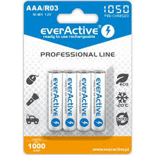 Blister 4 Pilhas Recarregáveis 1,2V AAA Ni-Mh 1000mAh - everActive