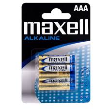 Blister 4 Pilhas Alcalinas 1,5V LR03 AAA - MAXELL