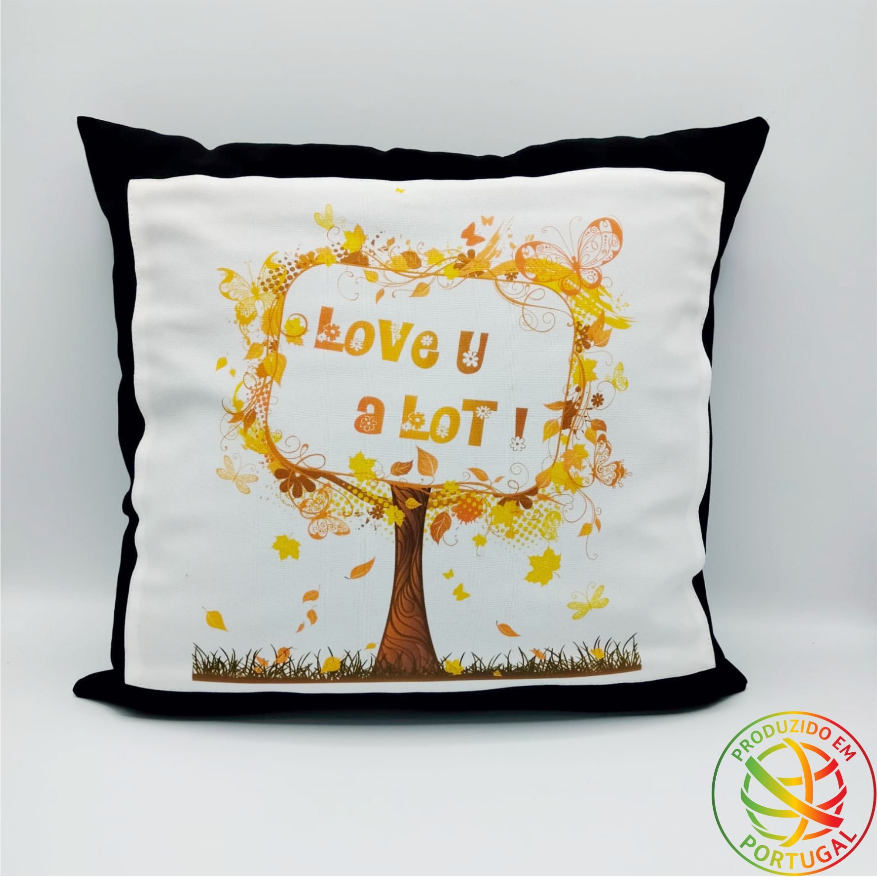 Fronha Almofada Preta com Área Branca