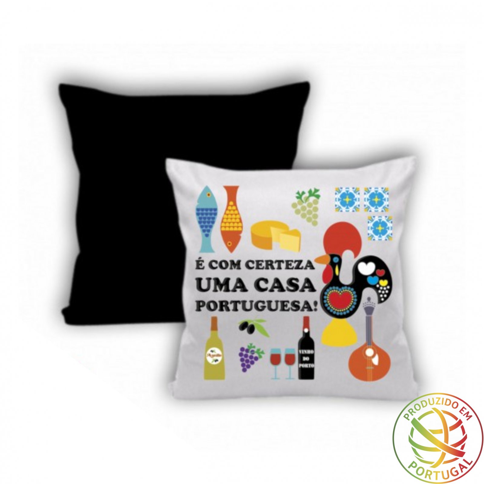 Fronha Almofada Quadrada traseira Preta