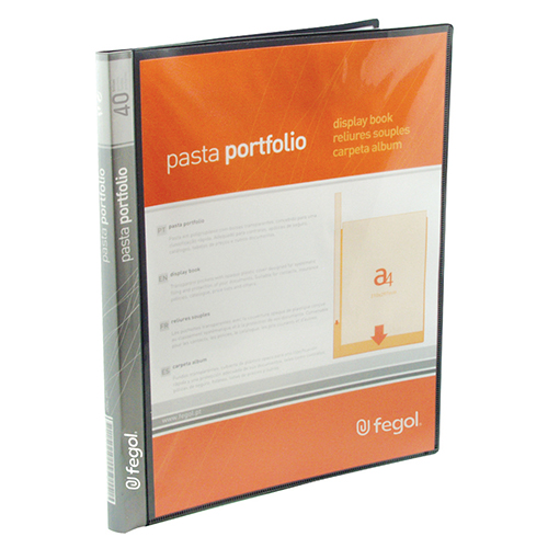 PORTFÓLIO A4 40 BOLSAS FEGOL 7340 PRETO OPACO