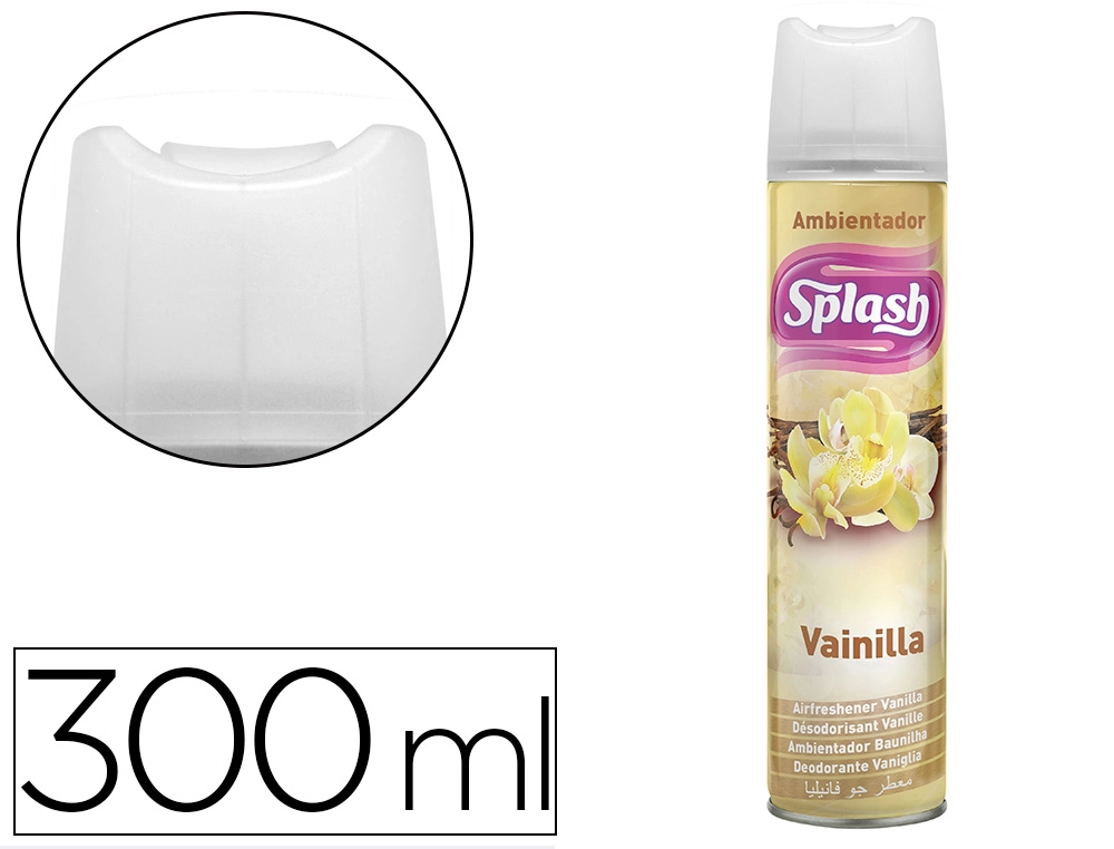 Ambientador spray splash baunilha frasco de 300 ml.