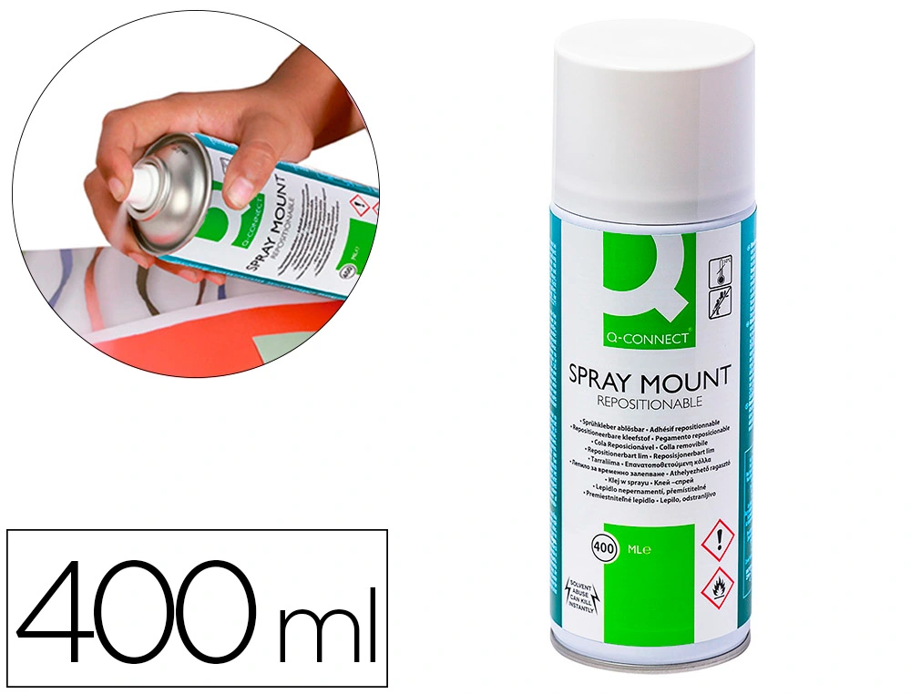 Cola spray adesiva q-connect pack de 400 ml.