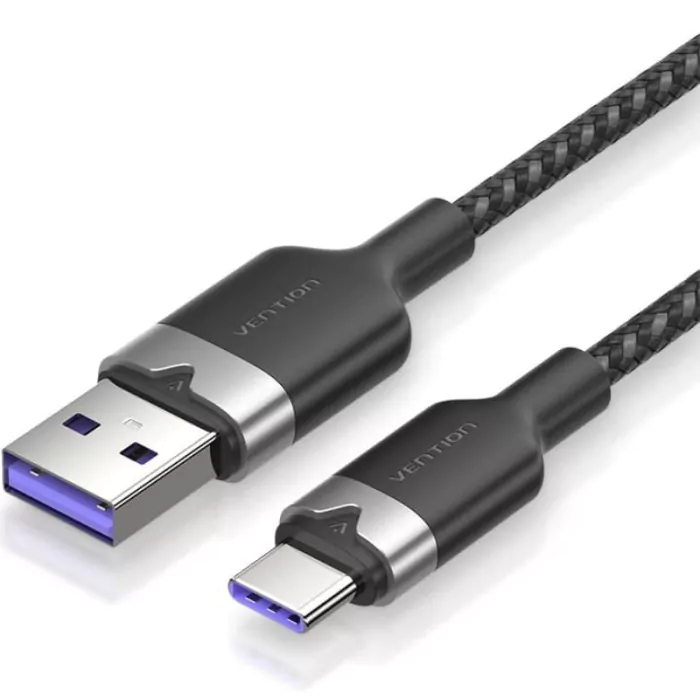 Cabo USB 2.0 para Tipo-C Vention até 100W 480Mbps 2 Metros Preto